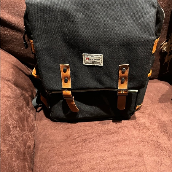 Modoker Vintage Laptop Backpack for Women or Men with USB Charging Port - Black - Picture 1 of 11